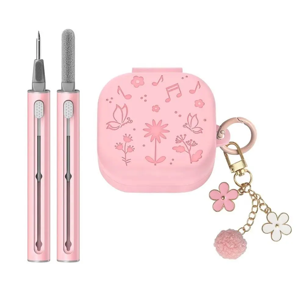 Anti-fall Earphone Case with Cleaner Kit with Keychain Charging Box Sleeve Wear-resistant Shockproof for Samsung Buds 4/4 Pro