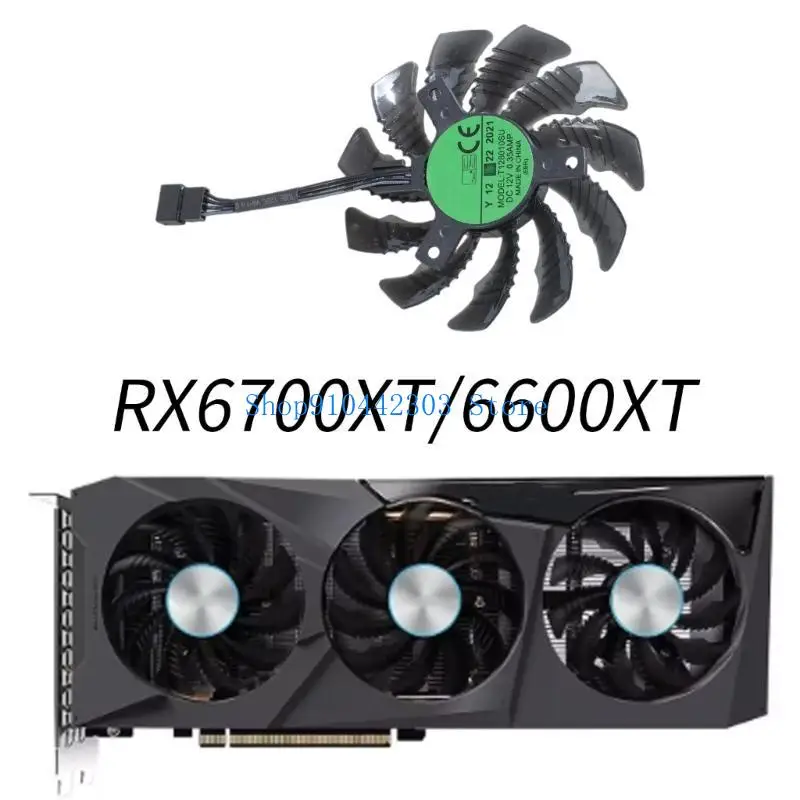 L4MD 4Pin 12V Efficient Cooling Fan For RX6700XT 6600XT Graphics Cards Radiators 75MM
