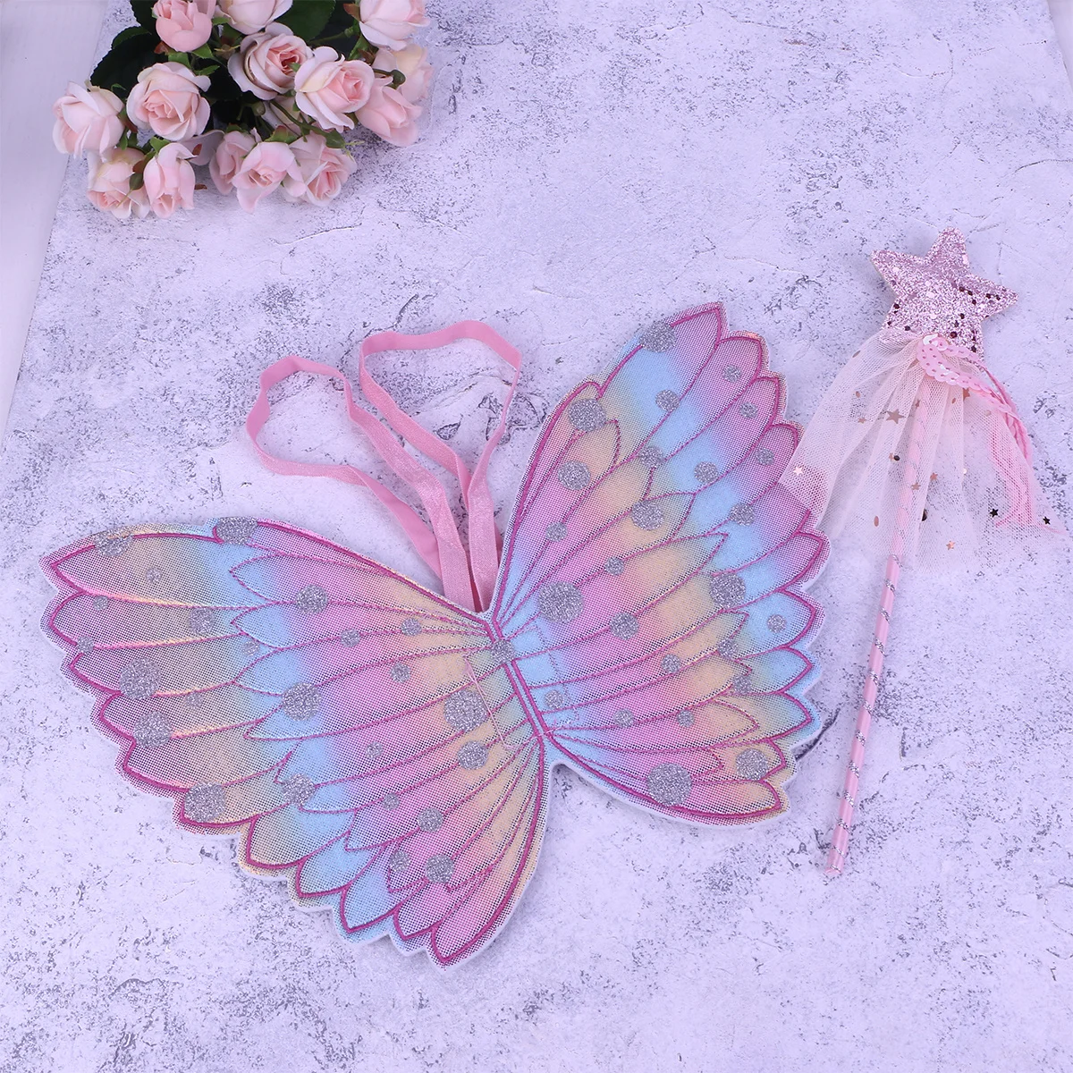 2 قطعة أجنحة الفراشة الدعائم الاطفال الجنية عصا مجموعة الأطفال تأثيري ملحق لأداء مرحلة حفلة الهالوين