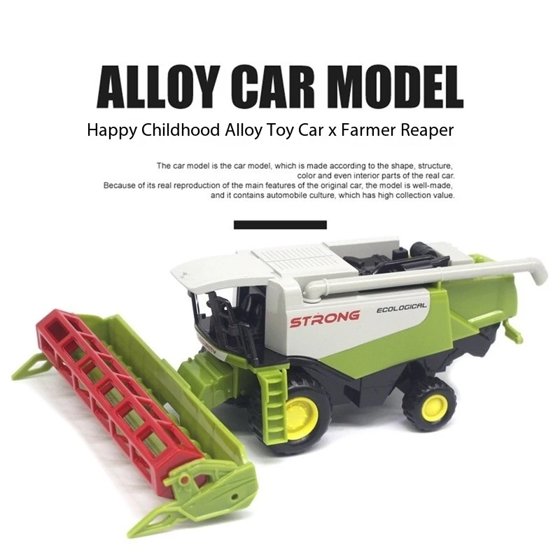 1 Set, Large-Sized Alloy Farmer Wheat Harvesting Toy Model Vehicle (With Harvesting Tools), With Return Force Function, Gift Toy
