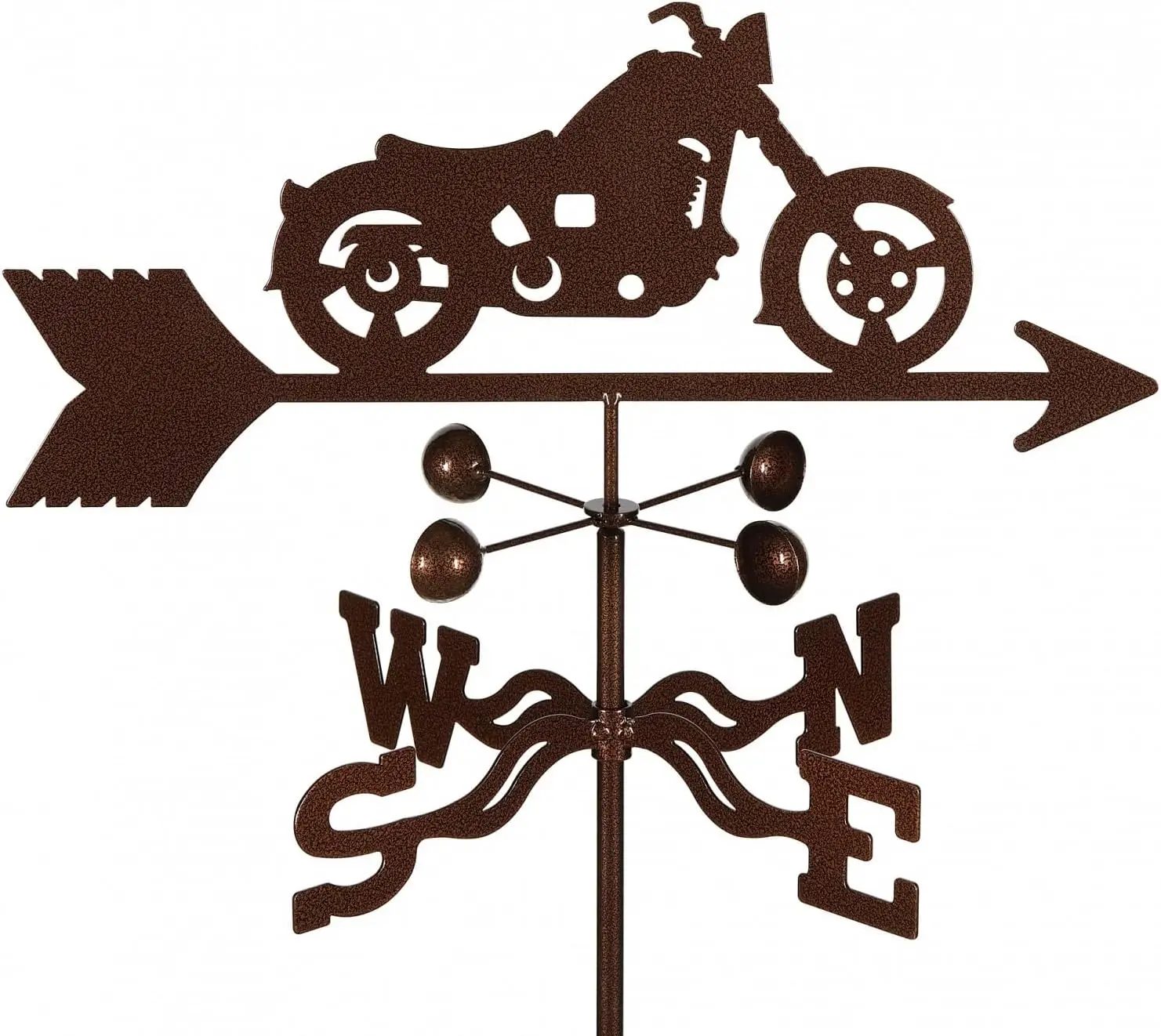 Classic Motorcycle Steel Weathervane Wind Cups Garden Mount
