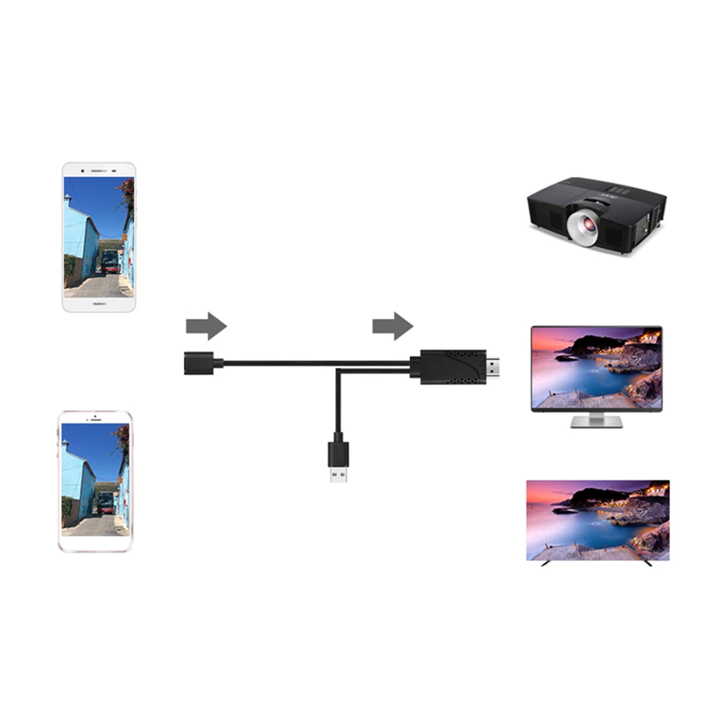 2 em 1 projetor de tv exibe conversor usb fêmea para hdmi-compatível macho cabo adaptador hdtv 1080p hd fio dongle para iphone