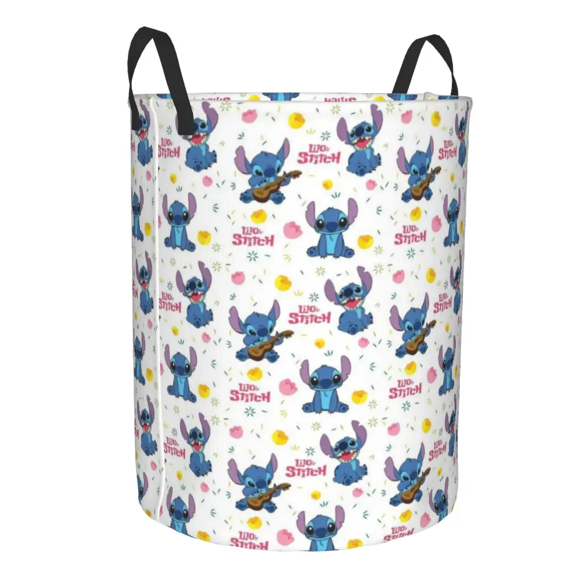 Customized Stitch Anime Pattern Laundry Hamper Large Storage Basket Disney Girls Boys Toy Organizer