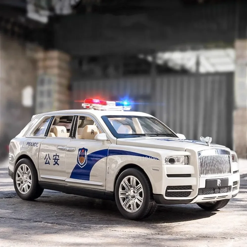 Modèle de voiture de Police Rolls-Royce Cullinan, échelle 1:24, jouet, son léger, traction arrière, modèles de véhicules miniatures Swat, cadeaux de Festival pour garçons