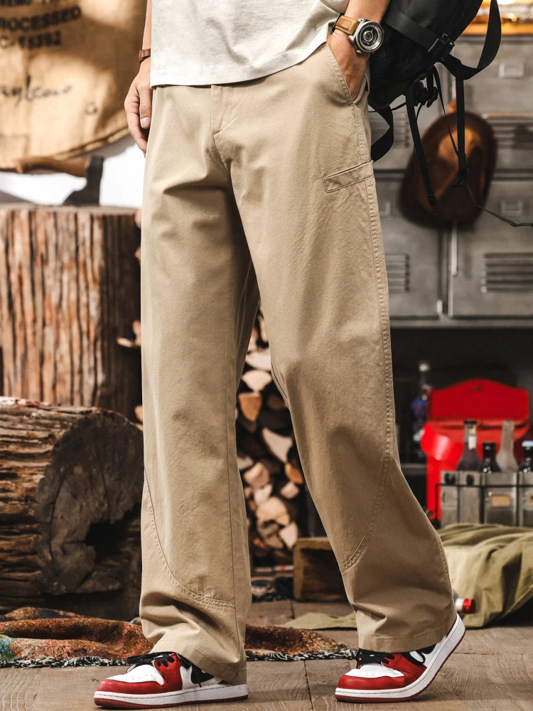 

American Retro Blade Casual Pants Men's Autumn Larse Men's Loose Straight Leg Workwear Long Pants Drapey Comfortable Straight...