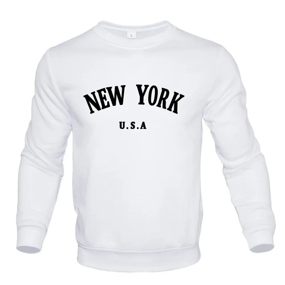 

Men Fashion Casual Long Sleeves Hooded Hoodies NEW YORK Letter Print Hoody Pullover Hoodie Street Loose Sweatshirt Y2k Clothes