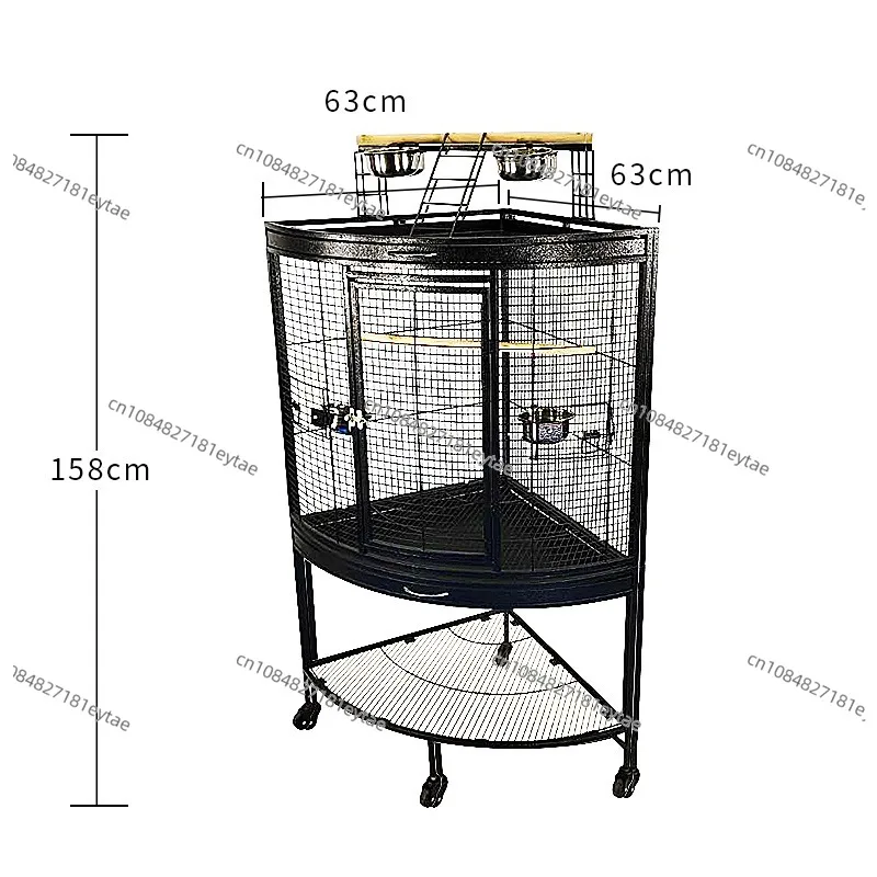 63x63x158CM Metal Corner Bird Cage Parrot Pop Flower Black Right Angle Gray Cage Tiger Skin Monk Xuanfeng Starling Villa