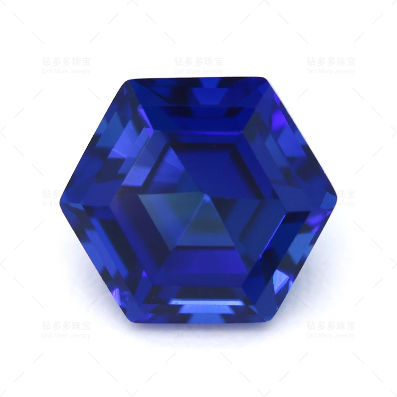 High Quality Lab Grown Hexagonal Cut Blue Sapphire for DIY Jewelry Decorative Bands with AGL Certified