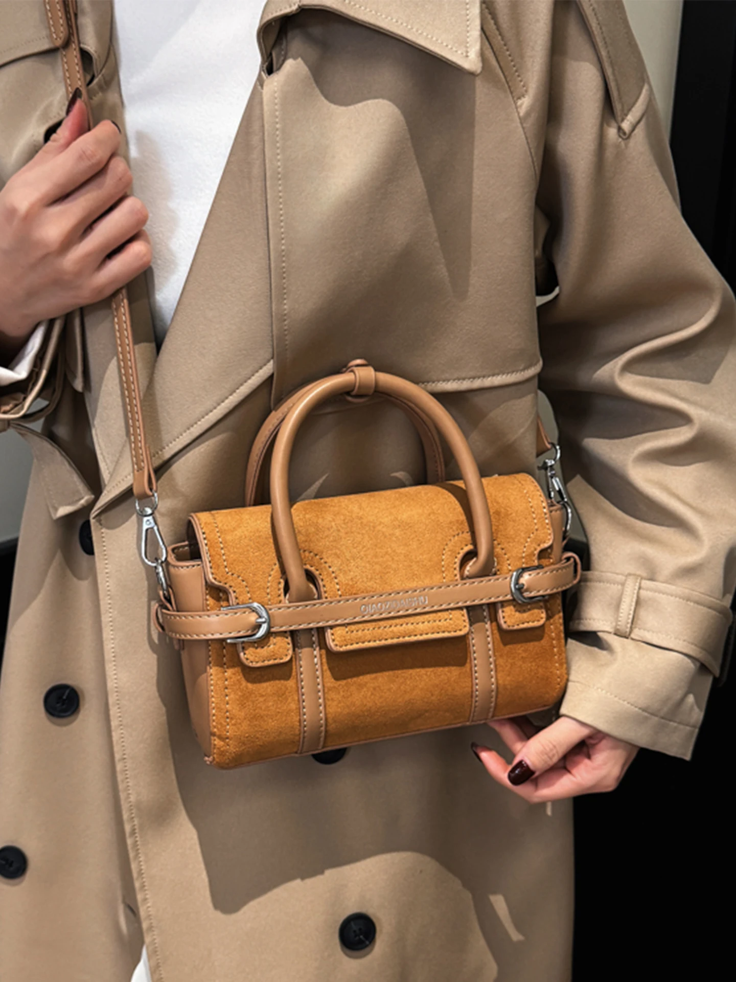 

Retro Matte Crossbody Bag Women's Autumn Winter New Single oulder Handbag Ins ular Small Square Bag Soft PU Leather Handbag