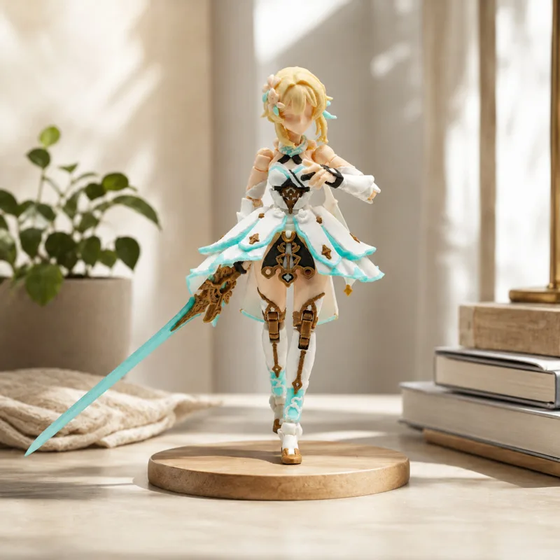 Genshin Impact Lumine 19cm 3D Printed Articulated Figure Multi Joint Posable Action Figure Traveler Character Model Collectible