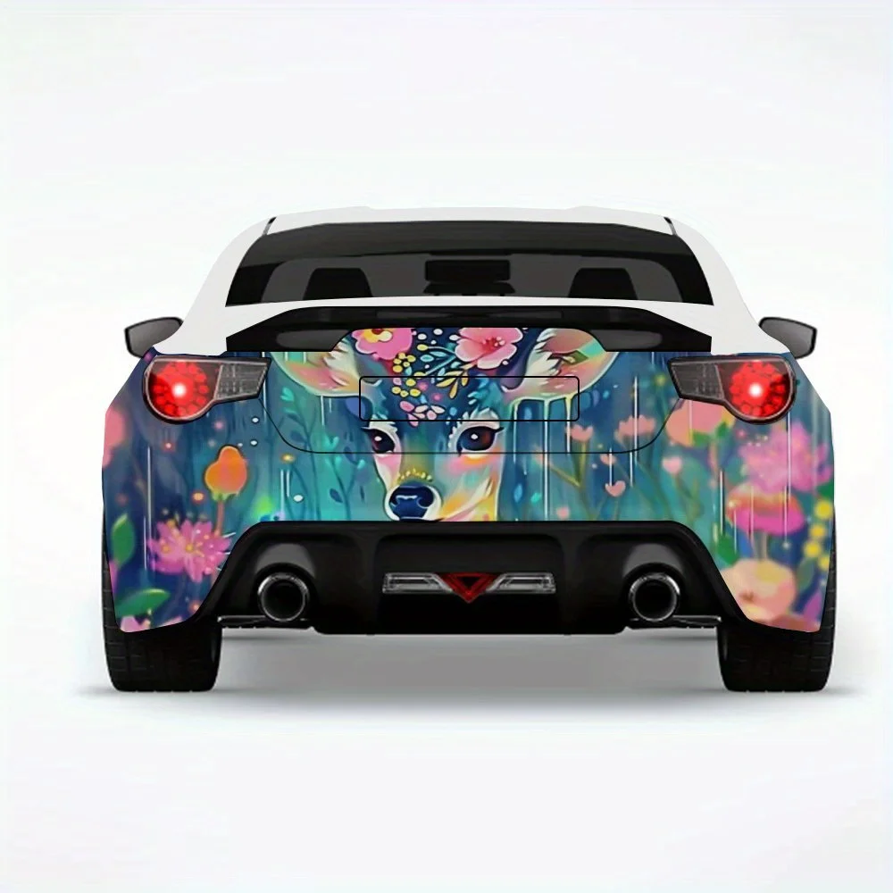 

Волшебная автомобильная наклейка с цветком оленя, виниловая наклейка на заднюю часть автомобиля, водонепроницаемые самоклеящиеся виниловые наклейки для хвоста и бампера автомобиля, Decora