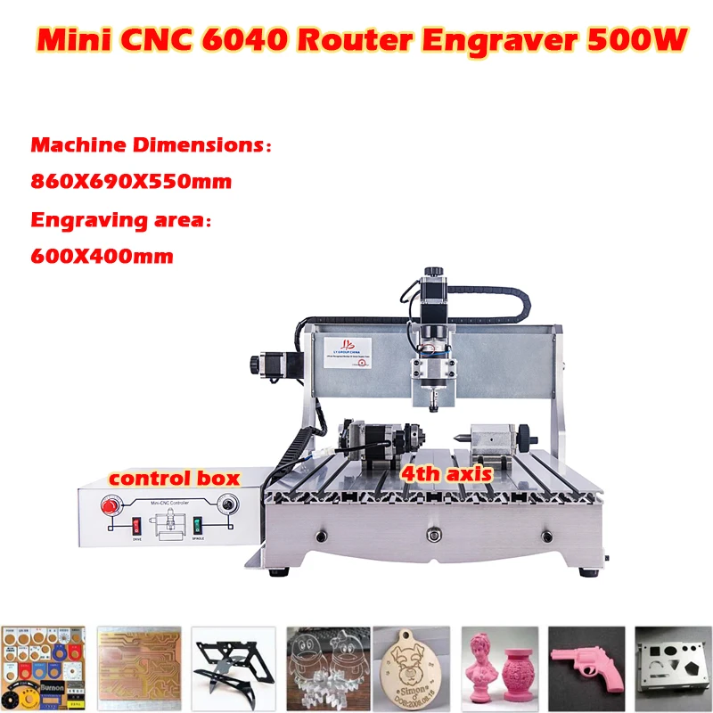 

Mini CNC 6040 Router Engraver 500W 3axis 4axis 110V/220V CNC Milling Machine Router Engraver with USB Adapter for Woodworking