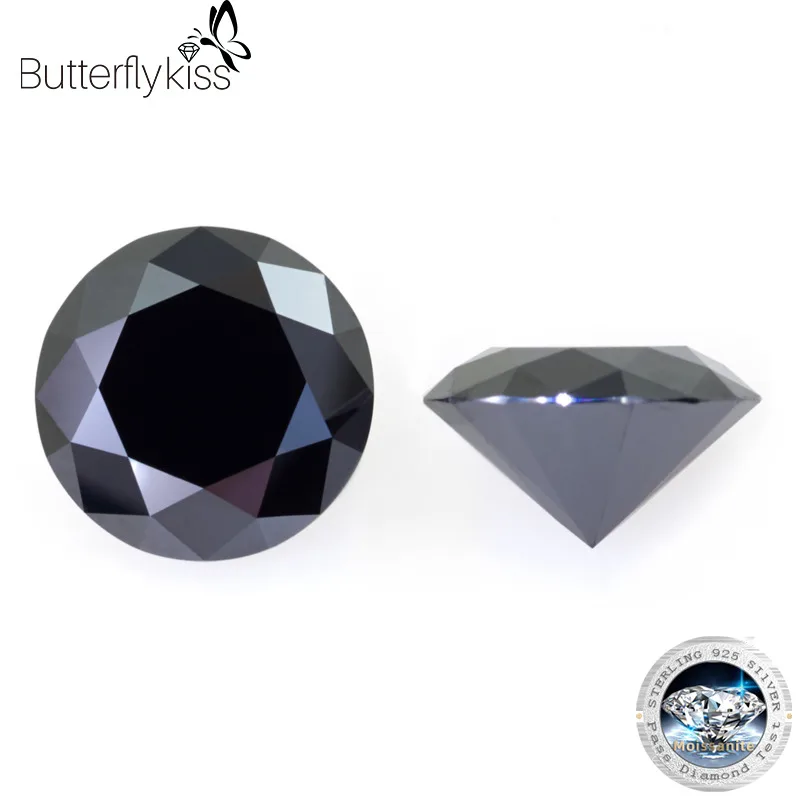 Butterflykiss 1Carat Black Moissanite Stone Loose Gemstones Passing Diamond Tester For Jewelry DIY Making High Quality With GRA