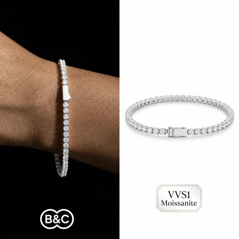 B&C High Quality 3/4/5mm Stainless Steel Tennis Chain Bracelet Hop Iced Out Jewelry Men Women