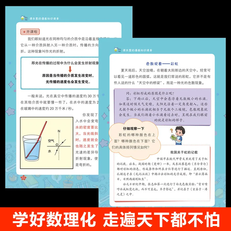 Manga Fun Four, Elementary School Edition Physical Chemistry Geography Biology Enlightenment Book, Encyclopedia Knowledge List