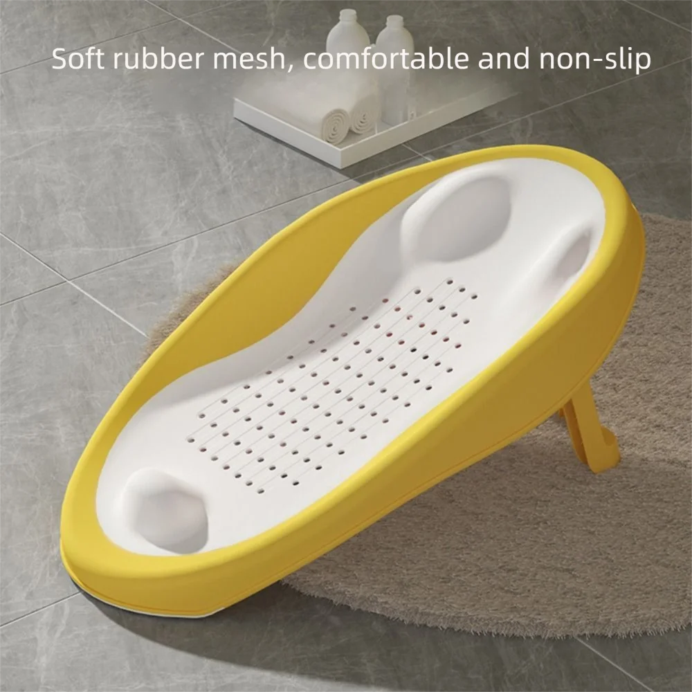 

New Foldable Baby Bath Seat Ergonomic Backrest Non-Slip Infant Bathtub Draining Net Infant Shower Bed Newborn