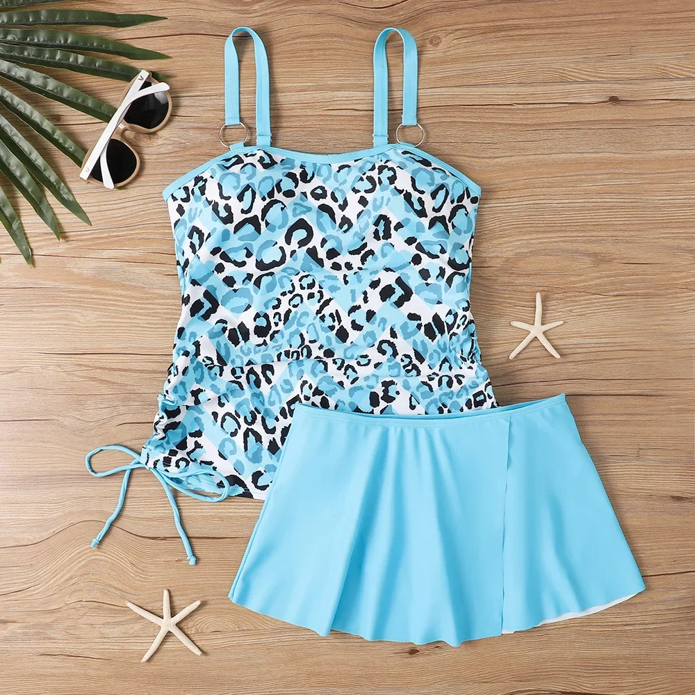 

New Women Two Piece Set Swimsuits Female Swimwear Leopard Bathing Suit Sexy Monokini Summer High Waisted Skirt Beachwear Tankini