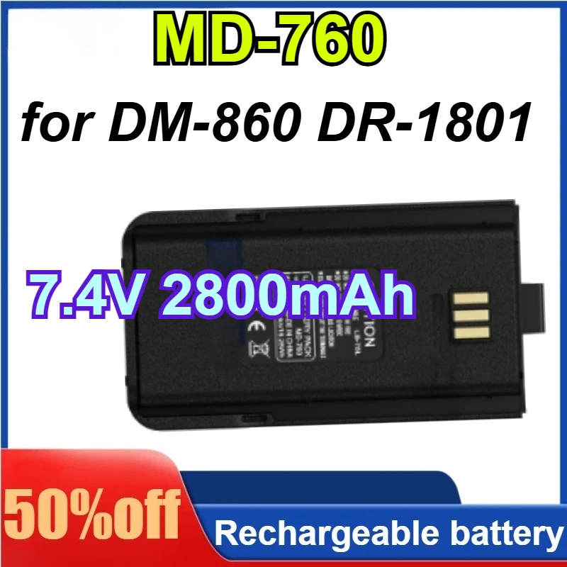 

7.4V 2800mAh GD-77 Walkie Talkie Battery for TYT MD-760 Battery Pack Rechargeable Li-ion DM-860 DR-1801 Radio Accessory