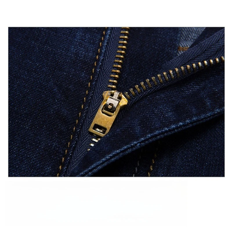 رجل حجم كبير المنشعب السراويل المفتوحة فضفاضة تناسب مستقيم الساق جينز سترتش عالية الخصر بناطيل كاجوال سميكة الدافئة الخريف الشتاء عادية