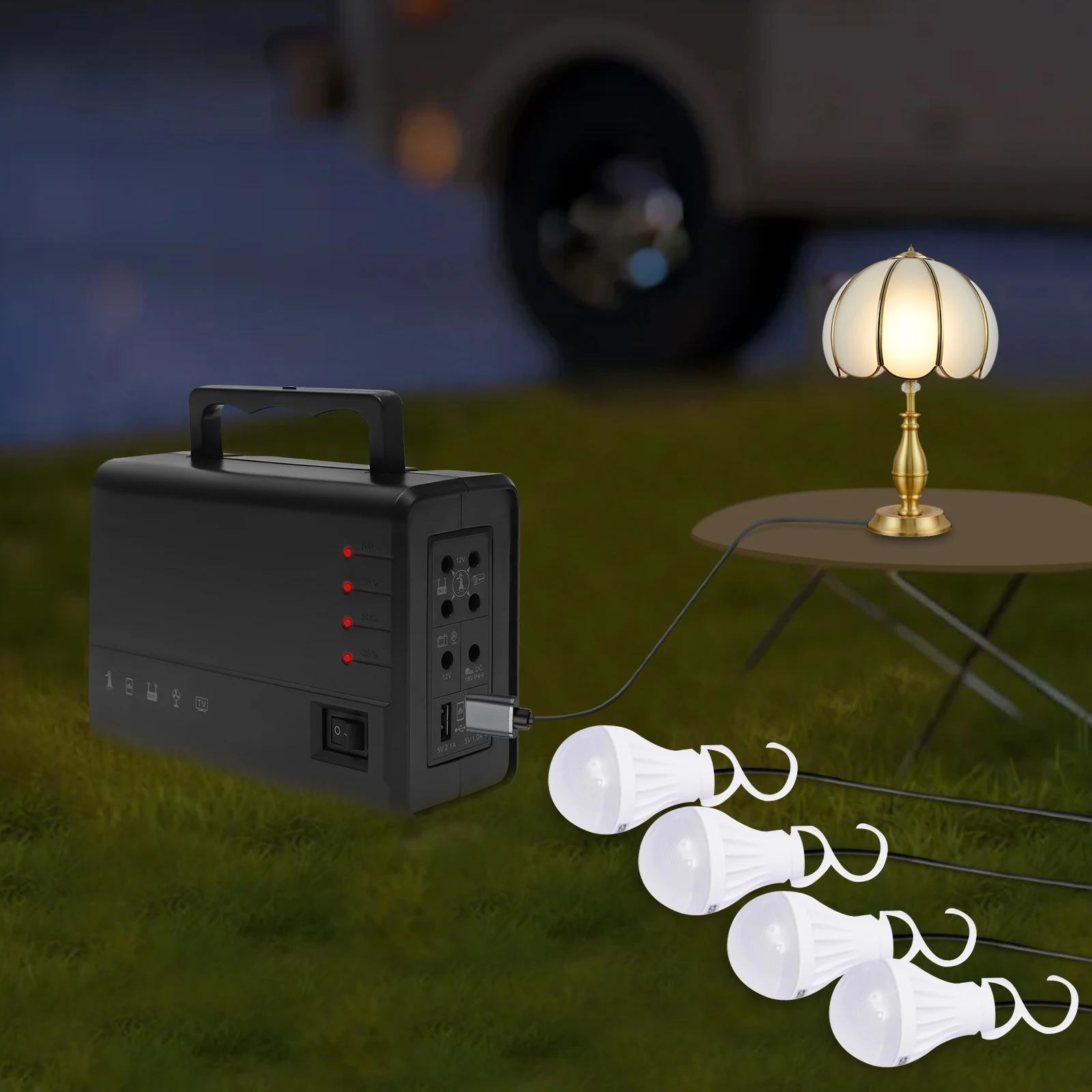 

Portable Solar Generator with Solar Panel Power Inverter Home & Camping Energy Storage Solar Lights For Fans, Light Bulbs