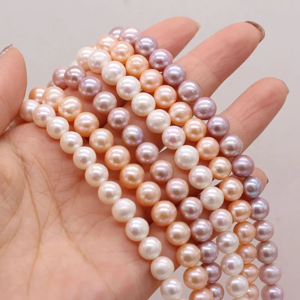 

Round Shape 8-9mm Natural Pearl Beaded High Quality Jewelry Making DIY Necklace Bracelet Accessories Gift Long 36cm