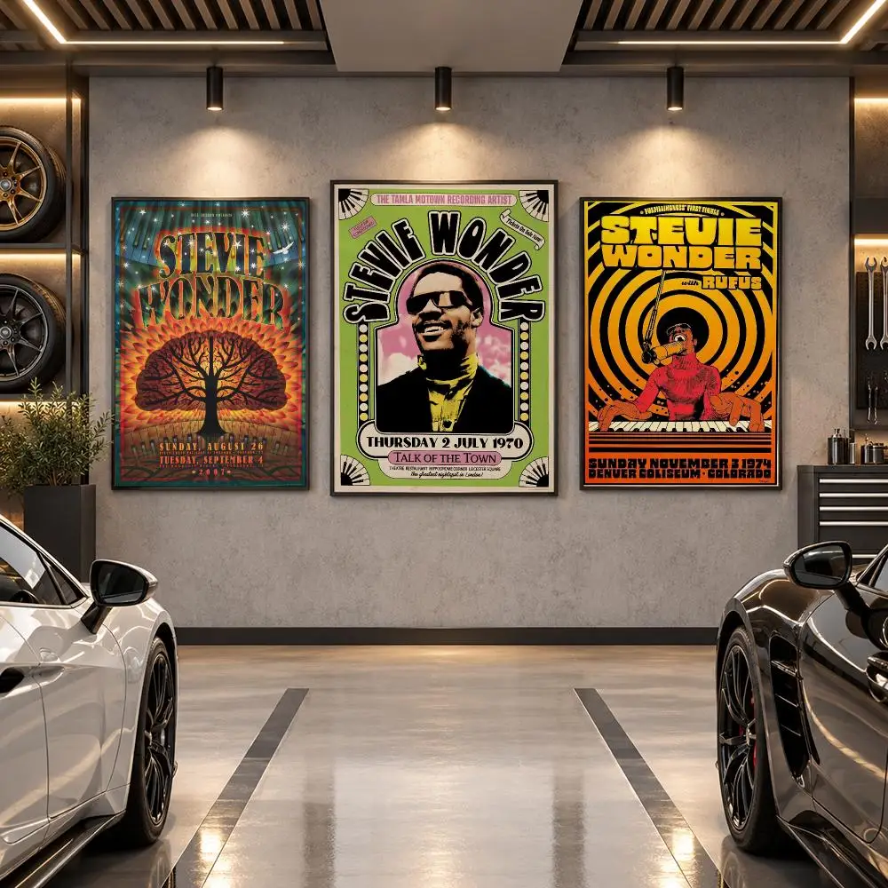S-Stevie W-Wonder Poster Wall Art Sticker For Living Room Bedroom Bar Home Decor Mural Painting Decoration