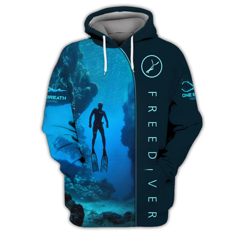 Funny 3d Printed Diving Hoodie Men Women Sweatshirts Spring Autumn Street Sports Tops Pullover Oversized Hoodies Unisex  Clothes