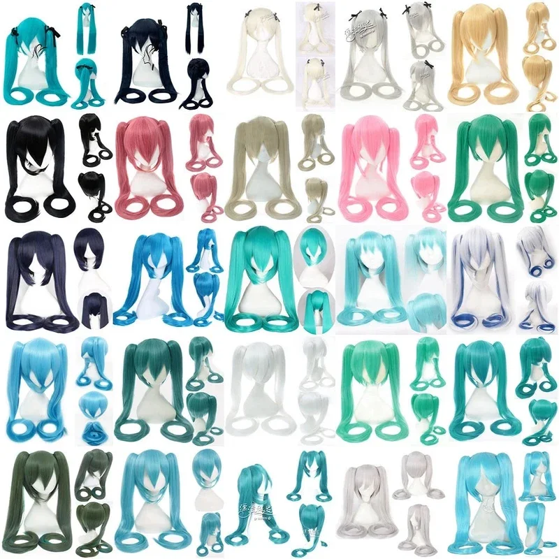 28 Colors Miku Cosplay Wig Long Heat Resistant Synthetic Hair Clip Ponytails Wigs