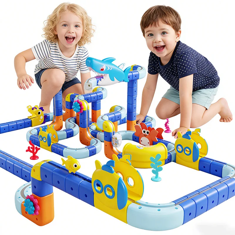 

Children Magnetic Shark Assembled Building Block Track Toy Baby Educational DIY Magnetic Anti-gravity Track Car Toys for Kids