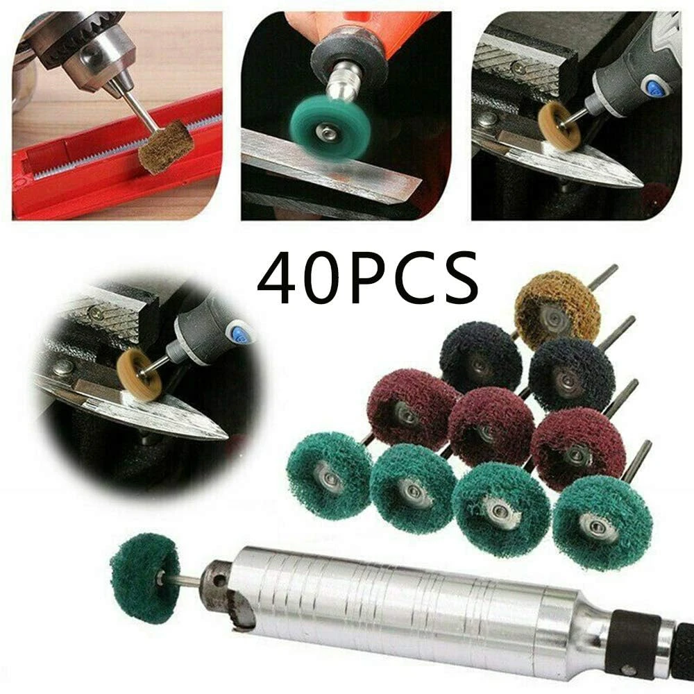 

40 упаковок, набор абразивных полировальных кругов, 1 дюйм, тонкая, средняя, крупная зернистость, вращающийся инструмент, удаление ржавчины, полировка ювелирных изделий из металла