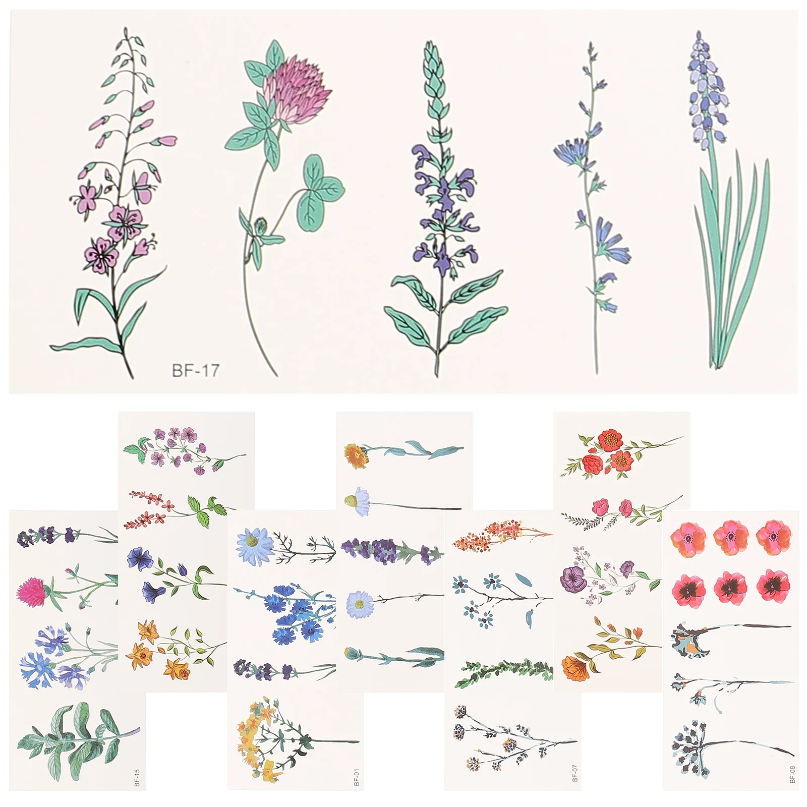 Girl Temporary Tattoos Fake Plants Flower Stickers Lavender Flowers Water Paper