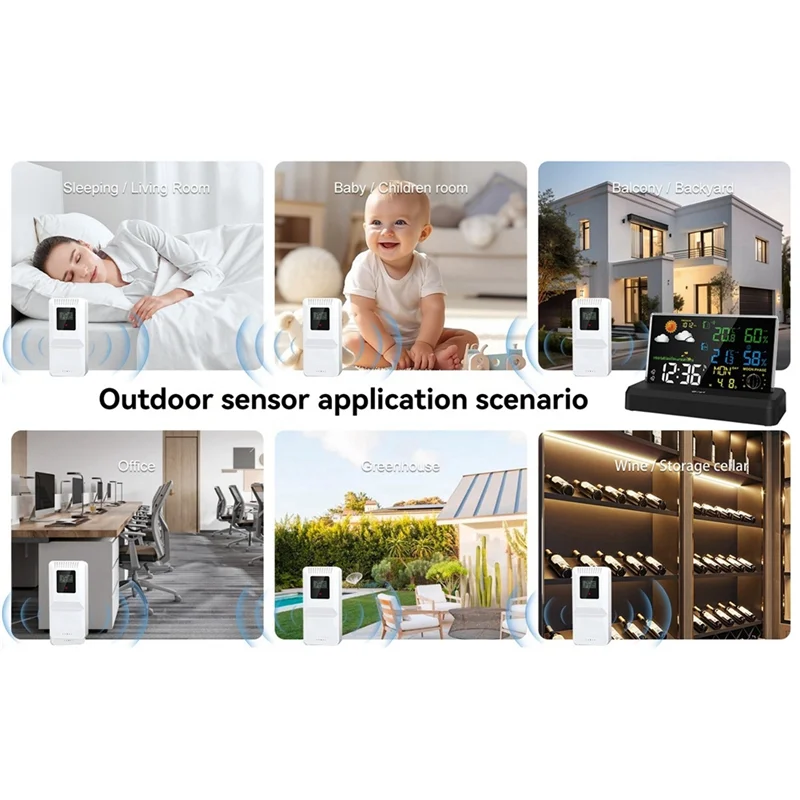 VA Color Screen Digital Weather Station Forecast Weather Station Radio Clock Home Hygrothermograph EU Plug A