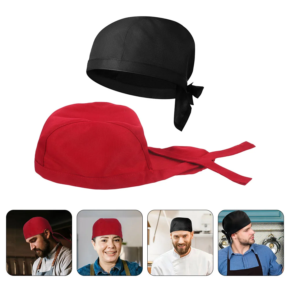 2-teilige Koch-Turban-Mütze, japanische Kochmütze, Haarkappe, Kochen, Schwarz, Restaurant, mattiert