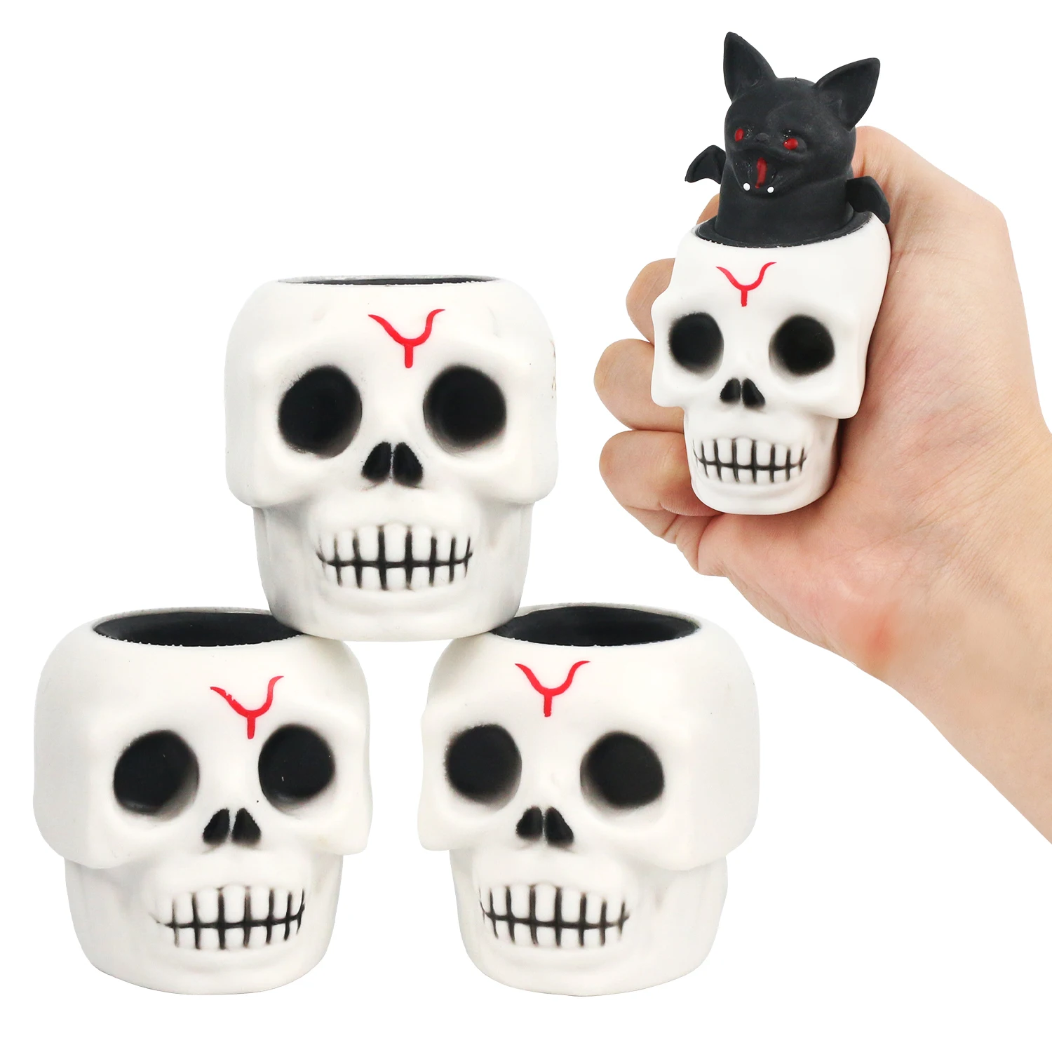 Halloween Skull squeeze Cup giocattolo antistress che pizzica musica Tricking Bat Ventilating Toy