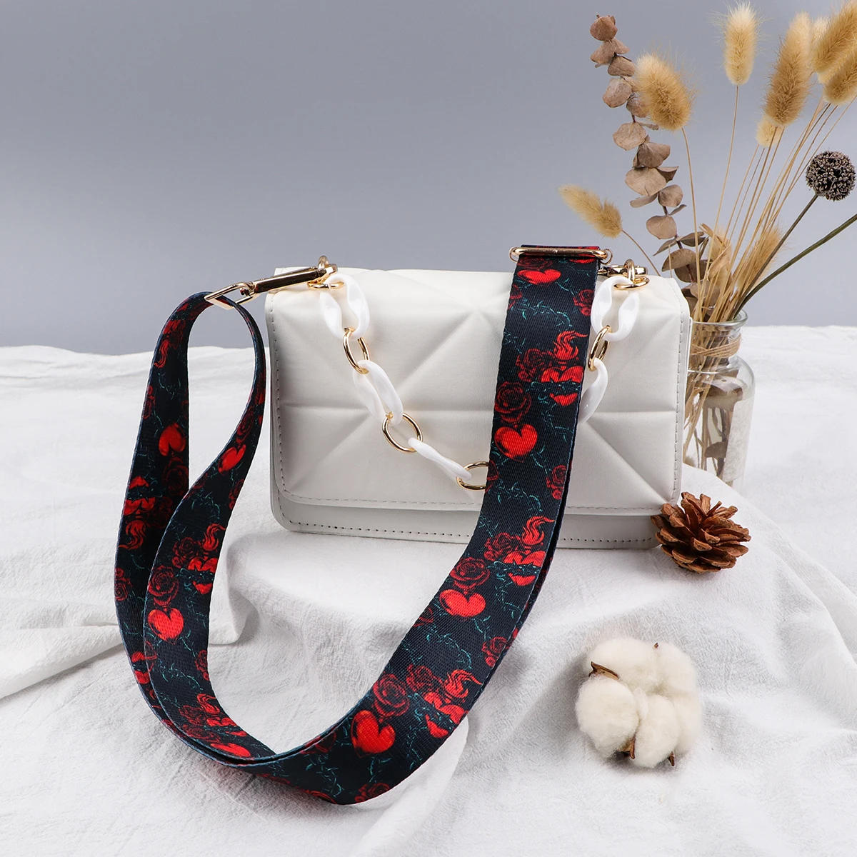 Rozen Bloemen Tas Riem Vrouwen Bandjes Voor Crossbody Messenger Schoudertas Accessoires Vintage Verstelbare Riemen Handtas Bandjes