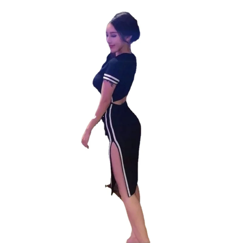 Robe de boîte de nuit pour femmes, vêtements sensuels et Sexy, t-shirts, chemise Midi noire, nouvelle collection Y2k, une pièce, Harajuku, luxe, 2025