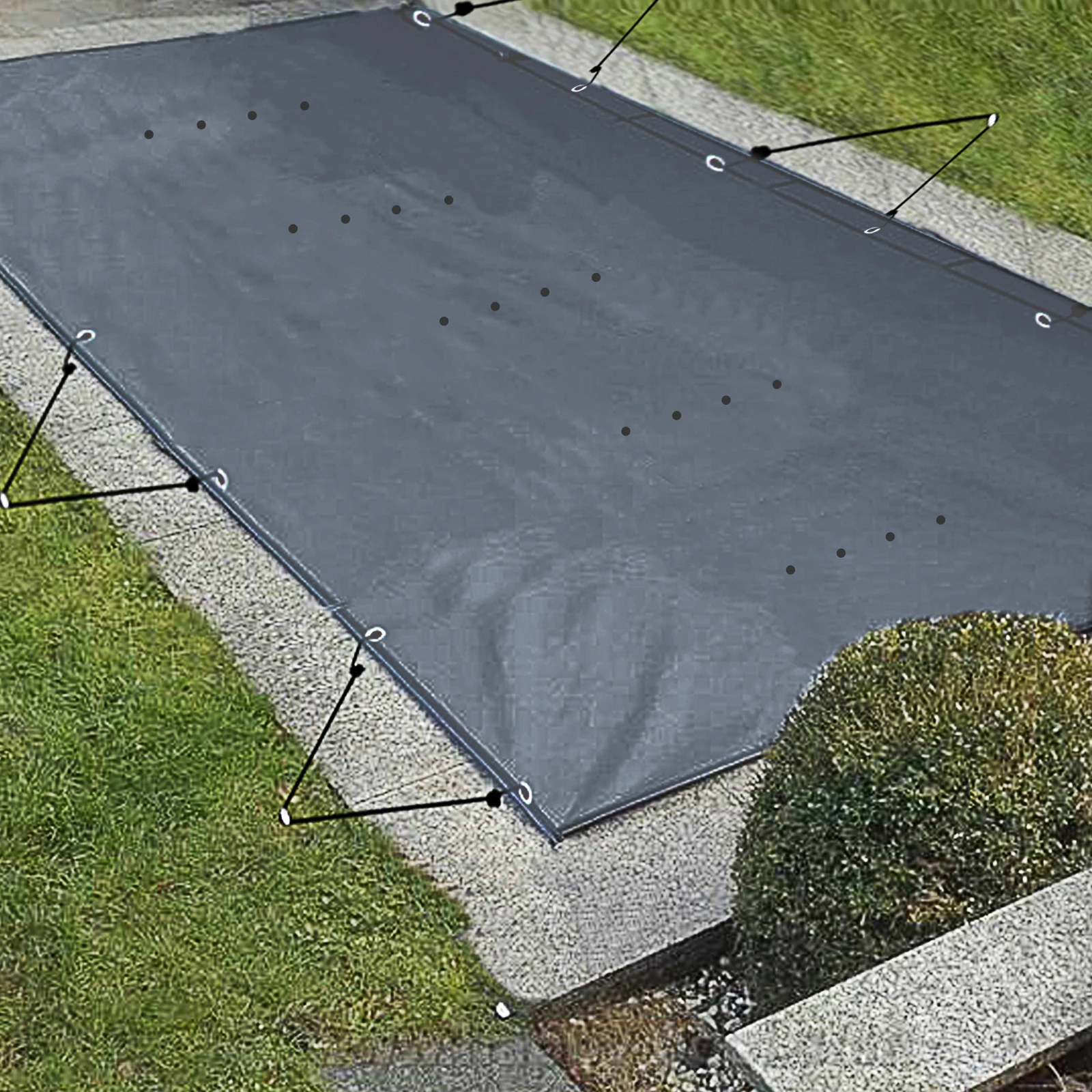 VEVOR Pool Safety Cover 13x26 ft In-ground PVC Rectangular Solid Charcoal Pool Covers for Swimming Pool Winter Protection Cover