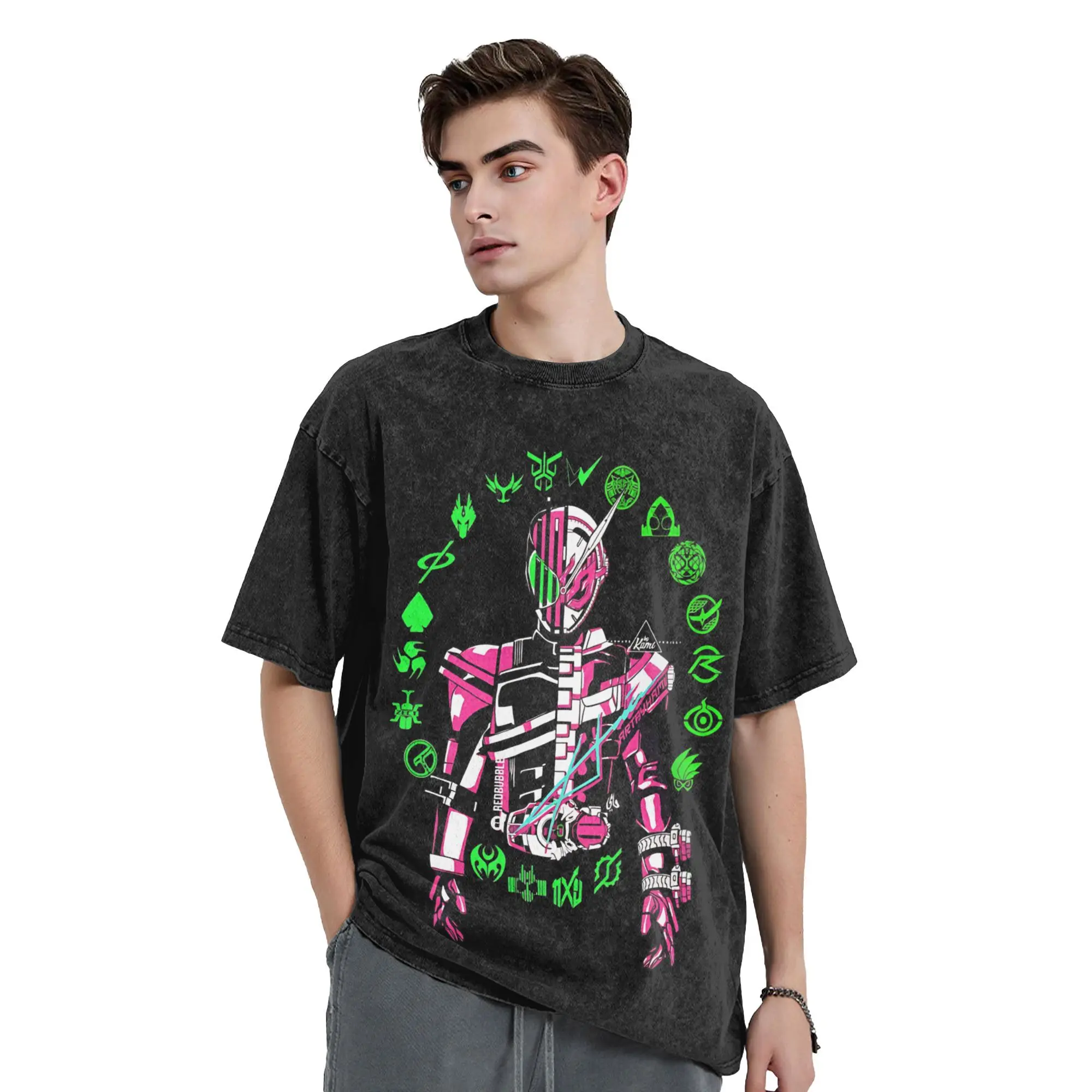 Koszulki z motywem Kamen Rider z dekady X Zio, streetwear, hip hop, vintage, dla mężczyzn i kobiet, 100% bawełna, oversize