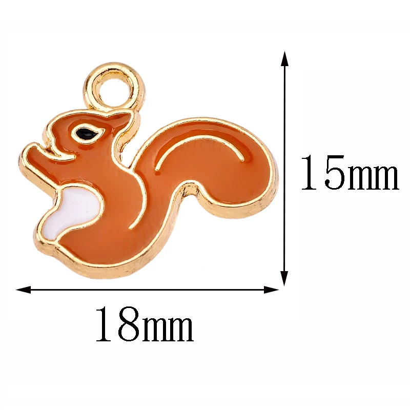 10Pcs 18*15mm Mixed Colours Cartoon Cute Squirrel Charm Enamel Drip Oil Animal Charm DIY Earrings Bracelet Jewellery Accessories