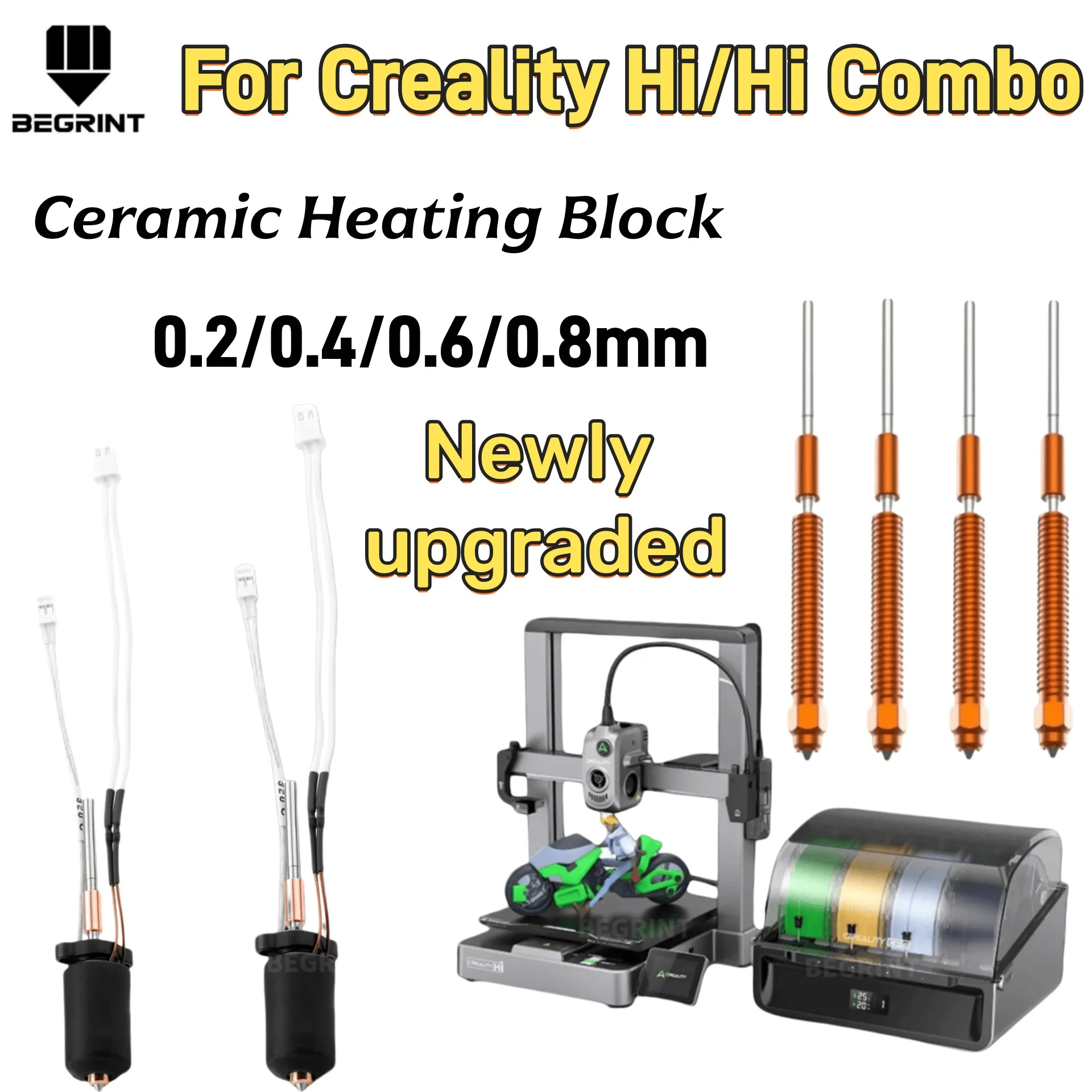 High Temp Ceramic Heater Hotend Kit for Creality Hi Hi Combo Upgraded Quick-Swap Hardened Steel Nozzle 3D Printer Parts