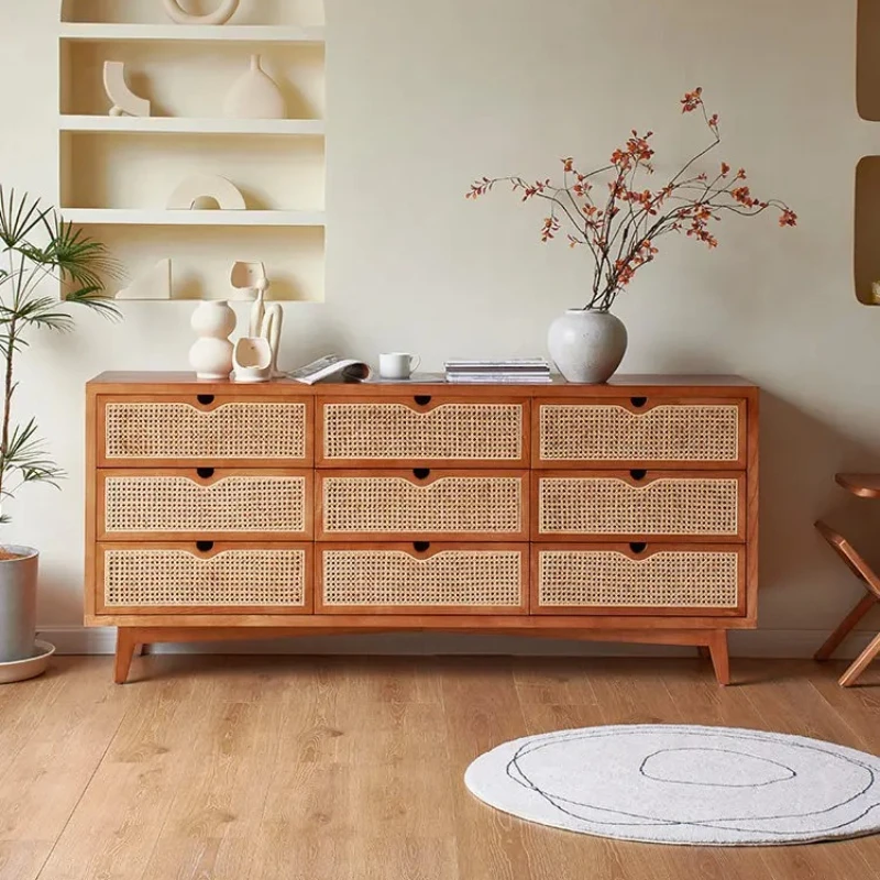 LH1 rattan storage cabinet simple living room wall drawer storage nine chest cabinet
