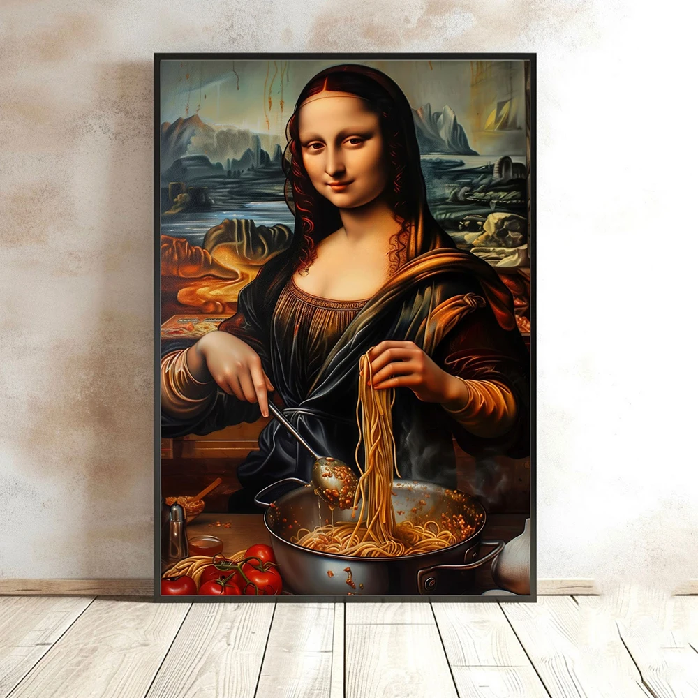 Home Cooking In Italian - Funny Mona Lisa With Cooking Italian