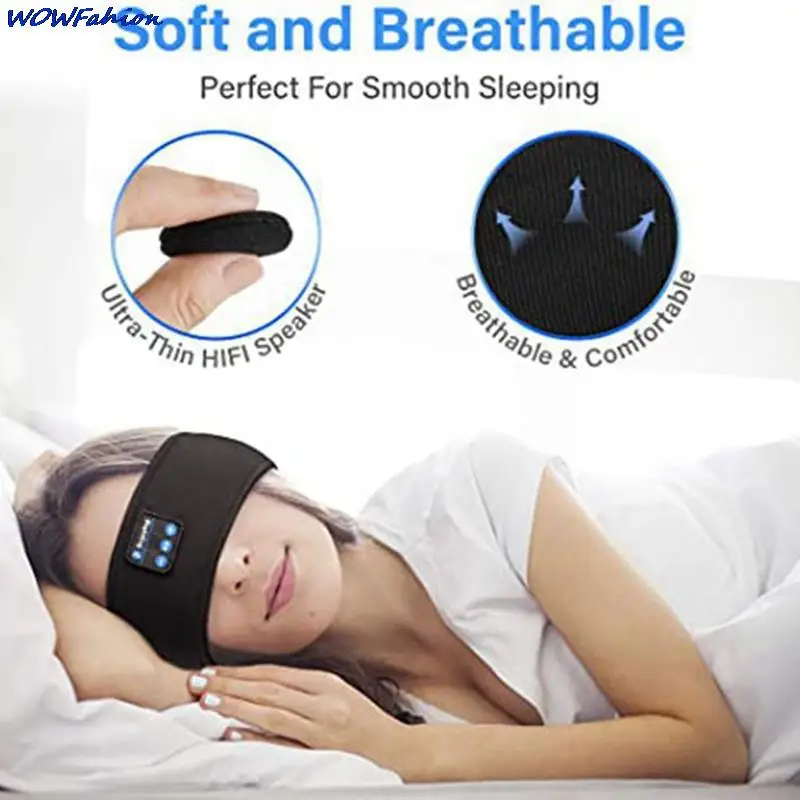 Auriculares inalámbricos con Bluetooth para dormir, audífonos elásticos con mascarilla para los ojos y música, diadema deportiva