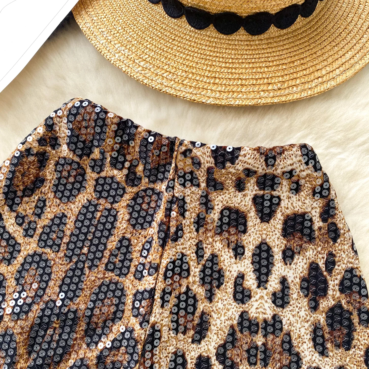 Basics Vintage sexy Chic leopard sequin Short Pants Hotsweet Fashion Streetwear Club High Street Women Casual Clothing