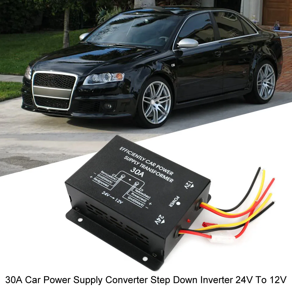 24V to 12V 30A Car Power Supply Transformer Converter Truck Bus DVD Audio Modification Efficient Vehicle Power