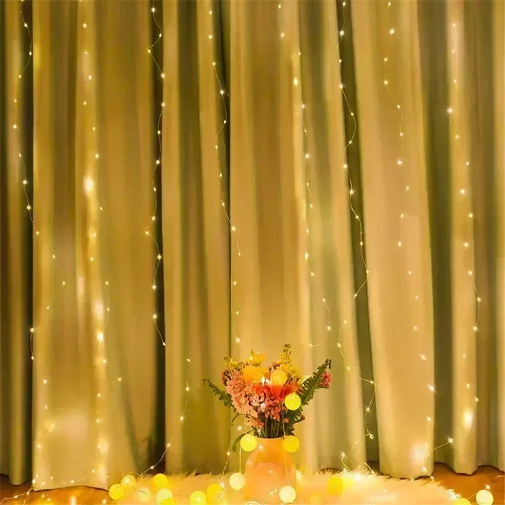 Holiday Party Decoration LED 8 Mode Christmas Light USB Curtain String Light Wedding Fairy Light Valentine's Day Girlfriend Gift