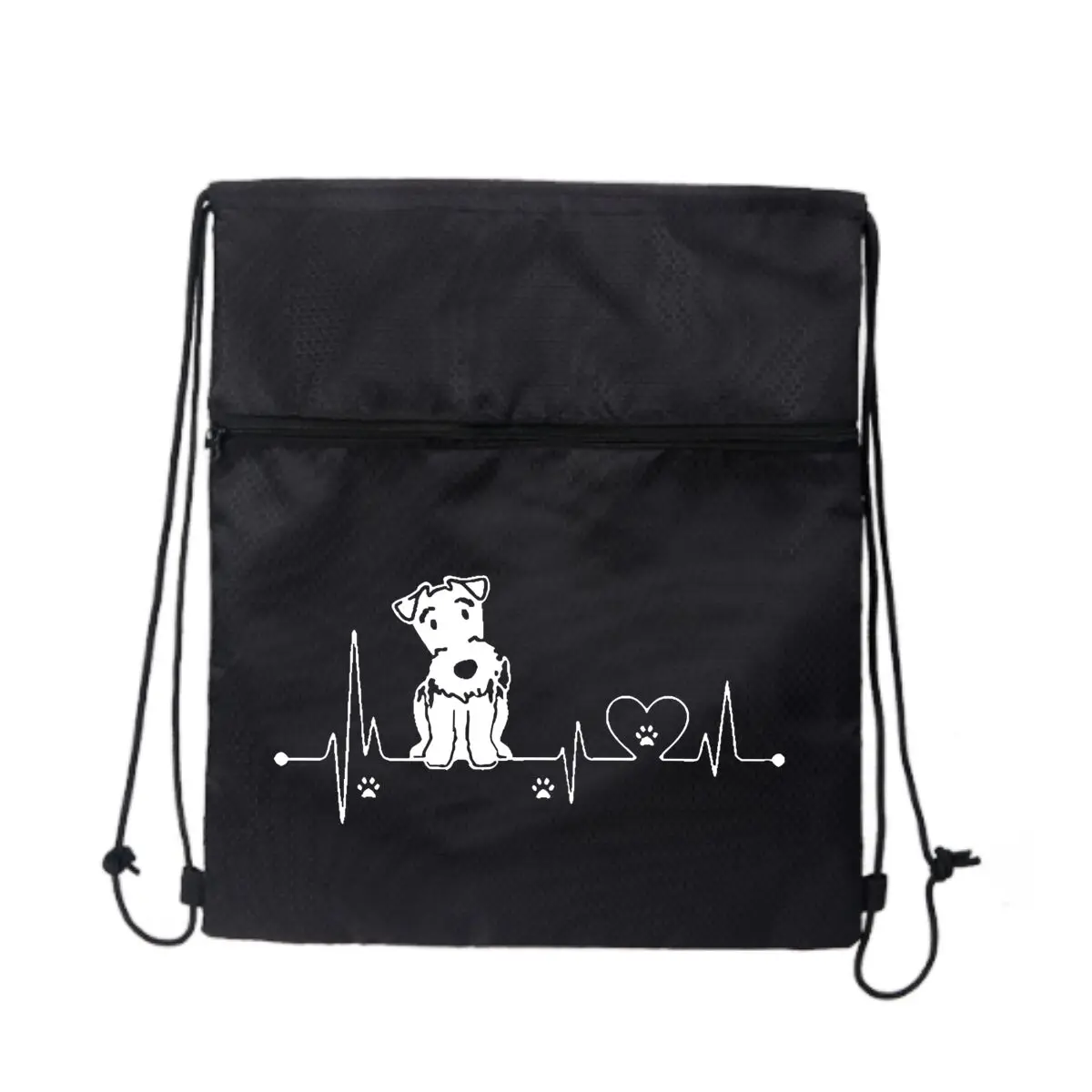 

«Puppy Heartbeat» — черный дорожный рюкзак на молнии с милым домашним животным, легкий для поездок