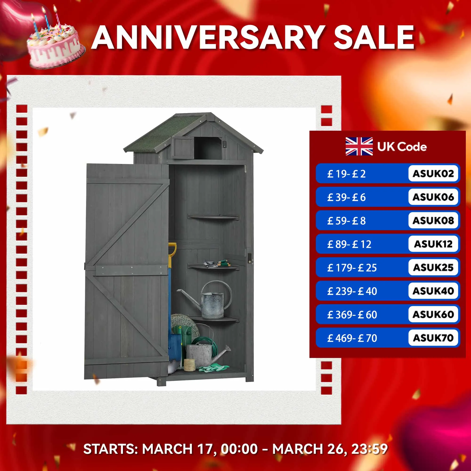 منزل سقيفة تخزين حديقة رمادي ، 3 أرفف ، سقف نفق ، 77X54X179cm #1