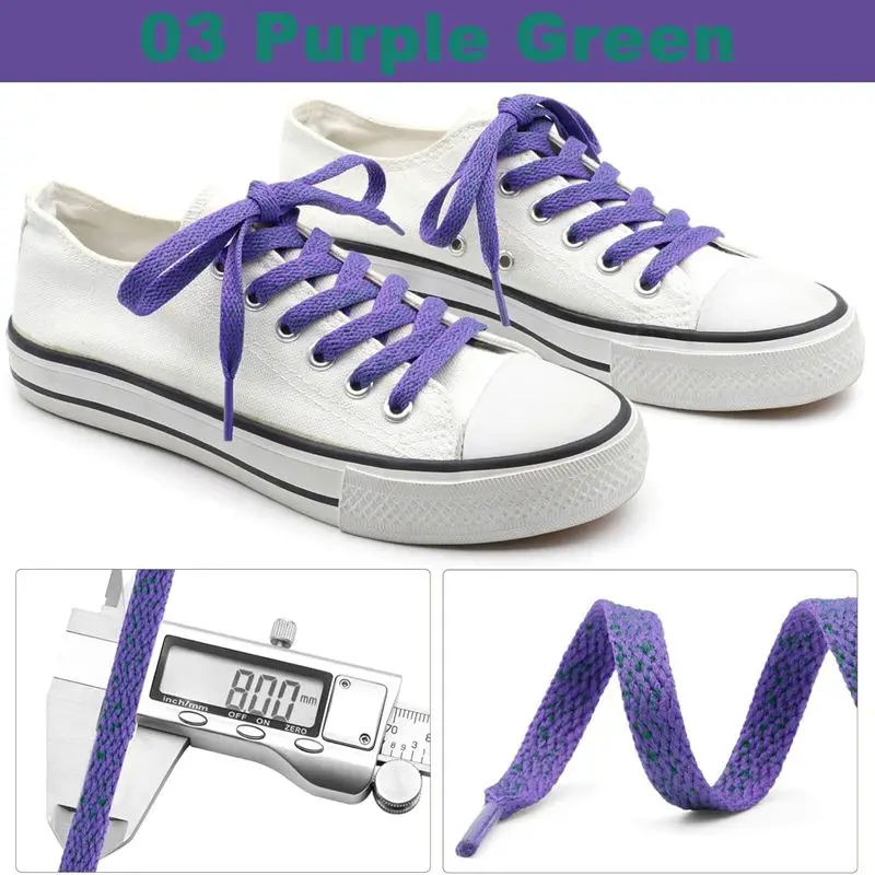 1 Paar bedruckte, flache Schnürsenkel für Sneaker, farbige Sport-Schnürsenkel, Schnürsenkel mit Tintenfleck-Motiv, 0,8 cm breit, für Freizeitschuhe und Sneaker. – Detail 1