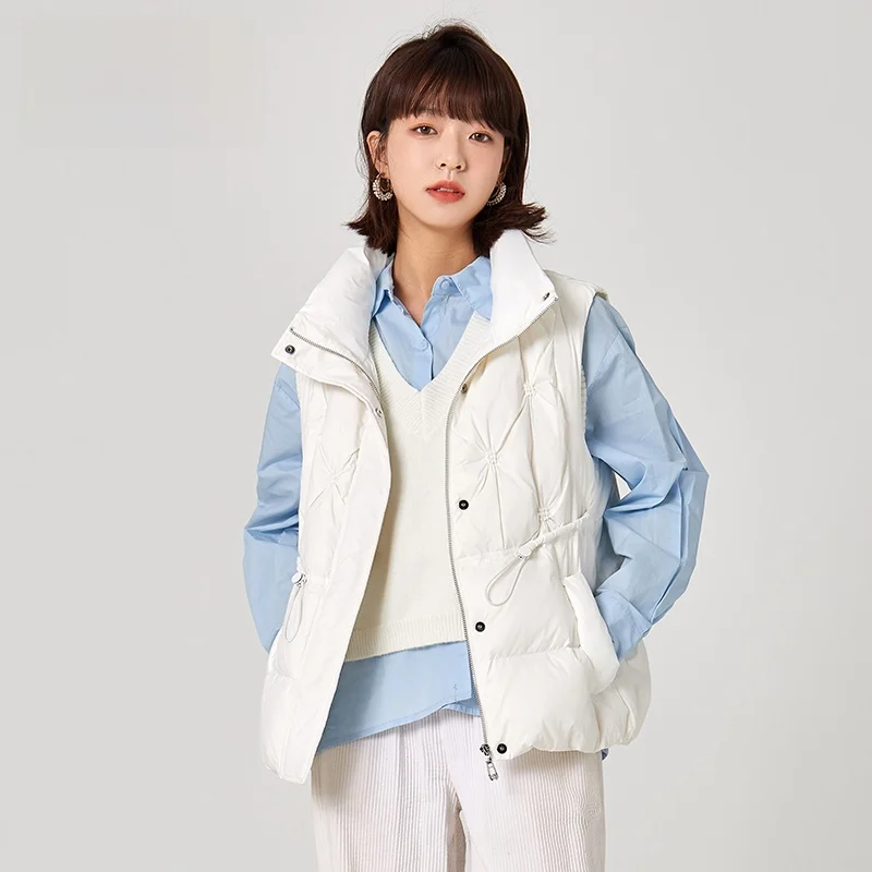 Snow Flng Women's ort down Vest 2025 New Sweet Stand Collar Jaet Outerwear Versatile Autumn Winter Coat Commute Sle S...
